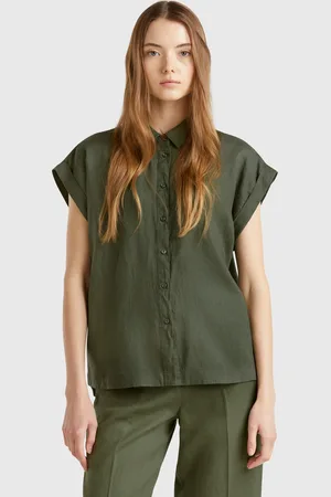 Benetton Regular Fit Shirt In Pure Linen
