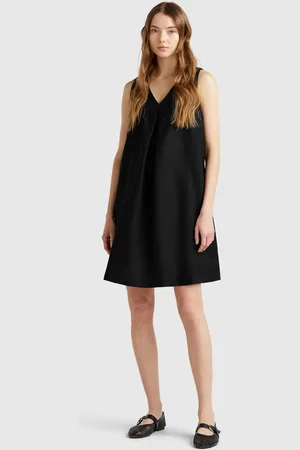 Benetton Sleeveless Dress In Pure Linen