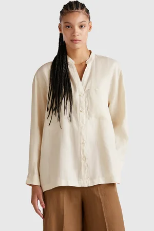 Benetton Oversized Shirt In Pure Linen