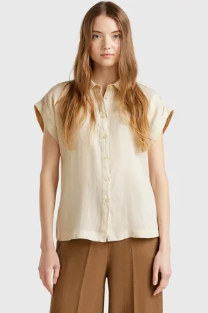 Benetton Regular Fit Shirt In Pure Linen