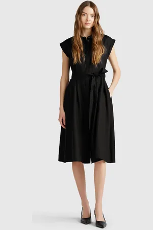 Benetton Shirt Dress In Pure Linen