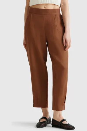 Benetton Soft Trousers In Pure Linen