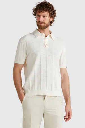 Benetton Knit Polo In Linen Blend