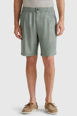 Benetton Bermuda Shorts With Drawstring In Pure Linen