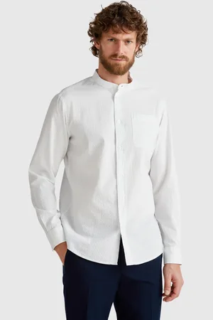 Benetton Striped Mandarin Collar Shirt