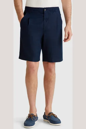 Benetton Bermuda Shorts With Drawstring In Pure Linen