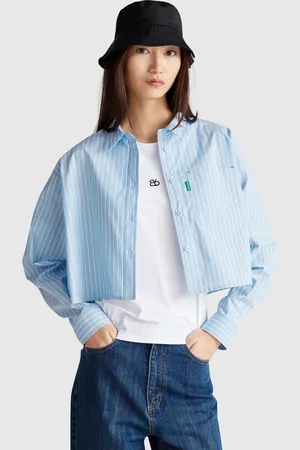 Benetton Cropped Shirt In Pure Cotton