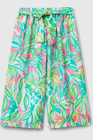 Benetton Palazzo Trousers With Tropical Print