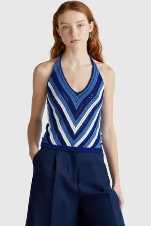 Benetton Striped Crochet Top