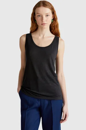 Benetton Tank Top In Pure Linen