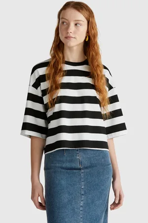 Benetton Black And Striped T-shirt