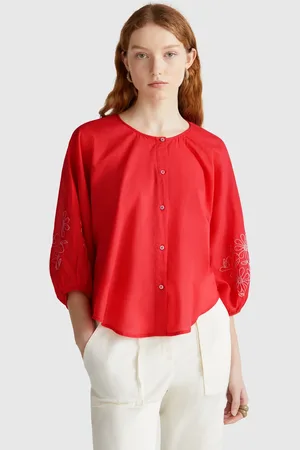 Benetton Blouse With Floral Embroidery