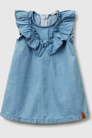 Benetton Chambray Dress With Frill