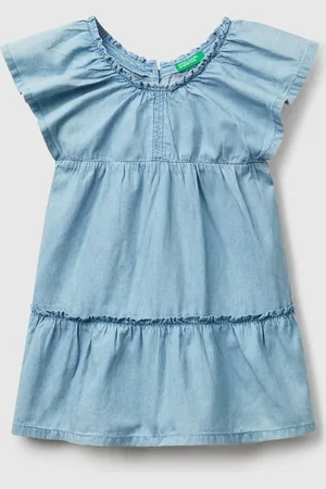 Benetton Dress In Chambray With Frill