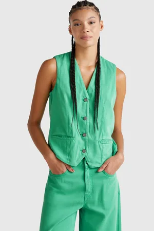 Benetton Green Vest In Cotton Blend