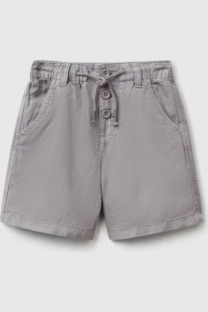 Benetton Bermuda Shorts With Drawstring In Linen Blend