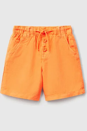 Benetton Bermuda Shorts With Drawstring In Linen Blend