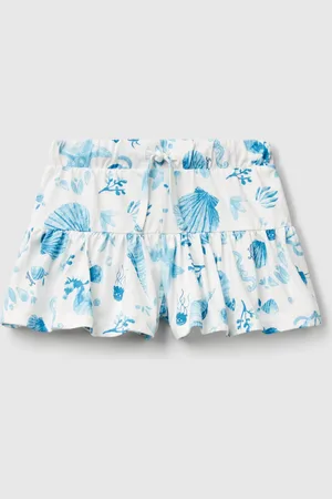 Benetton White Shorts With Blue Shells