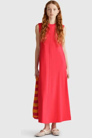 Benetton Sleeveless Dress In Pure Cotton