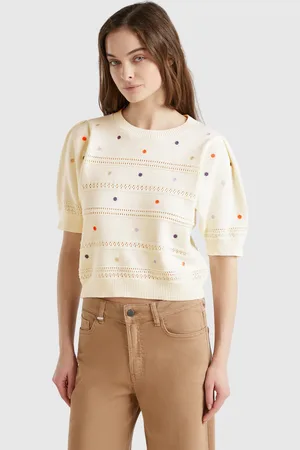 Benetton Sweater With Embroidered Flowers