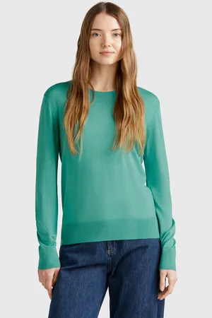 Benetton Long Sleeve Sweater In Silk Blend