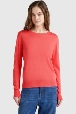 Benetton Long Sleeve Sweater In Silk Blend