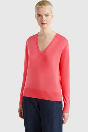 Benetton V-neck Sweater In Silk Blend
