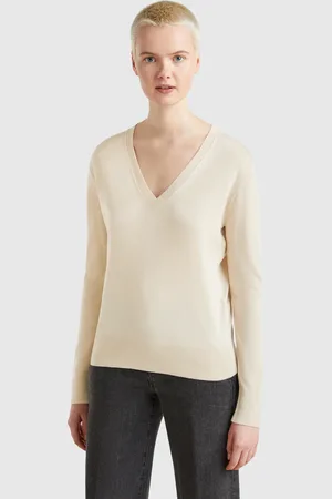 Benetton V-neck Sweater In Silk Blend