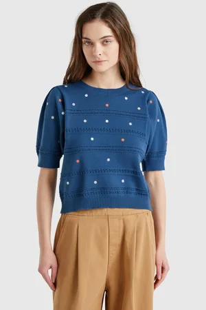 Benetton Sweater With Embroidered Flowers