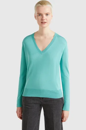 Benetton V-neck Sweater In Silk Blend