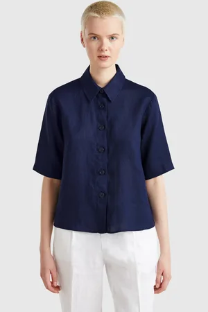 Benetton Short Shirt In Pure Linen