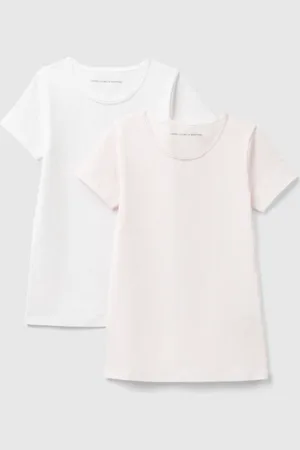 Benetton Two T-shirts In Stretch Cotton