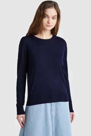 Benetton Long Sleeve Sweater In Silk Blend