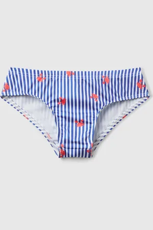 Benetton Striped Swim Bottoms With Crab Print