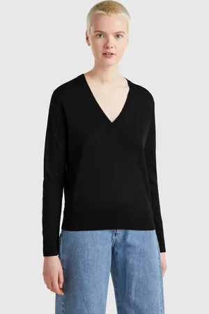 Benetton V-neck Sweater In Silk Blend