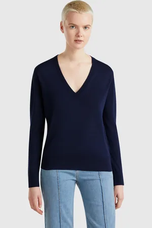 Benetton V-neck Sweater In Silk Blend