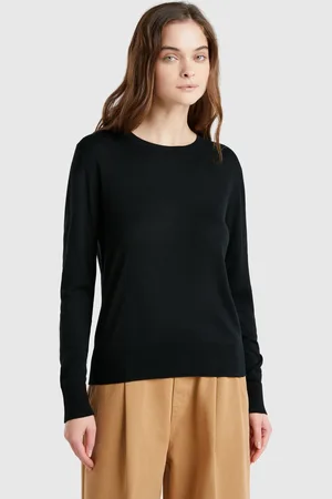 Benetton Long Sleeve Sweater In Silk Blend