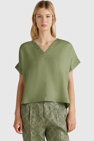 Benetton Blouse In Pure Linen