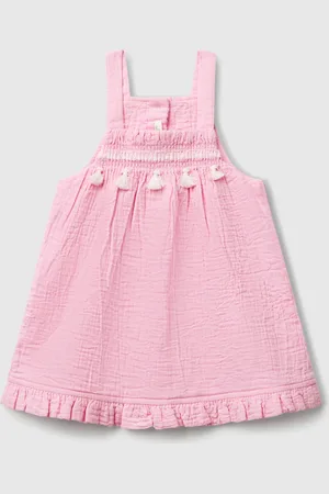 Benetton Dungaree Dress With Tassels