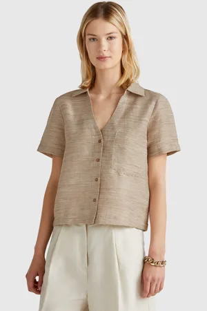 Benetton Striped Shirt Made From Linen Blend