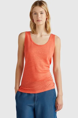 Benetton Tank Top In Pure Linen