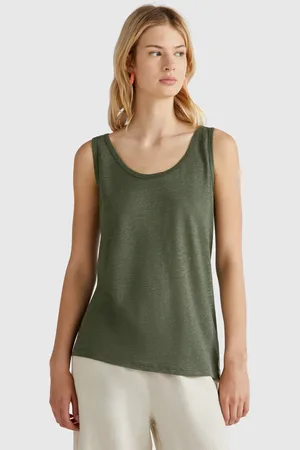 Benetton Tank Top In Pure Linen