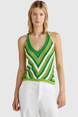 Benetton Striped Crochet Top