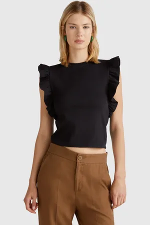 Benetton Slim Fit T-shirt With Rouches