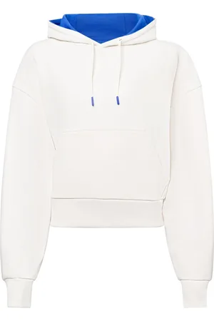 Hugo Blue Damski sweter z kapturem - Przycięta bluza z kapturem#