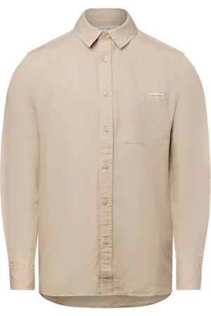 Calvin Klein Męska koszula casual z zawartością lnu