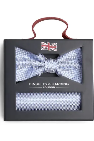 Finshley & Harding London Męska jedwabna muszka i poszetka