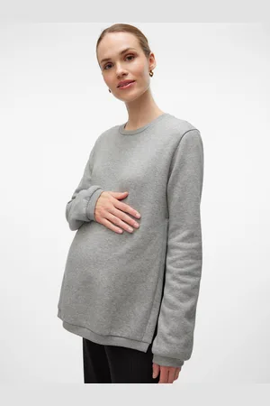 Mama;licious Luźno Dopasowane Okrągły Dekolt Mankiety Ze Ściągacza Bluza