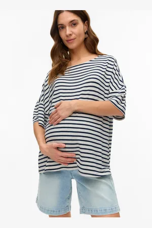 Mama;licious Krój Pudełkowy Okrągły Dekolt T-shirt