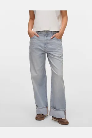VERO MODA Vmdarcy Średni Stan Krój Wide Leg Jeans